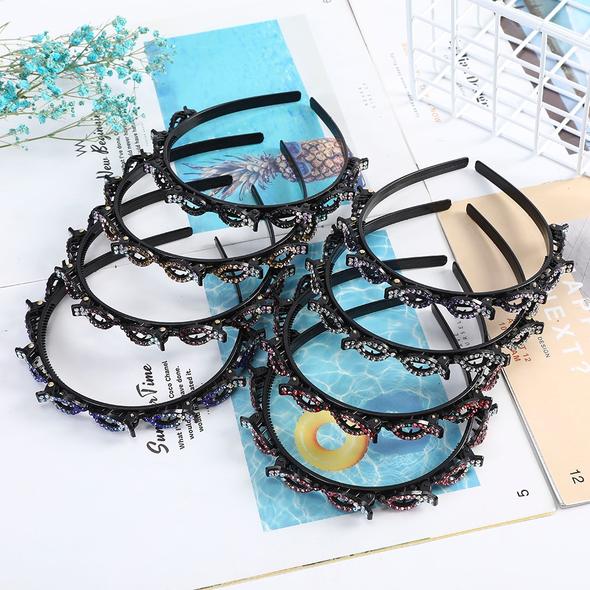 مقبض الشعر للنساء. مقاطع مزدوجة من الحلقات الثابتة.إكسسوارات شعر نسائية أنيقة